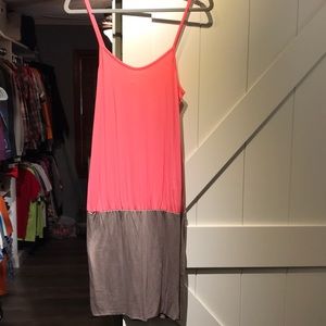 Pink/brown spaghetti strap beach dress